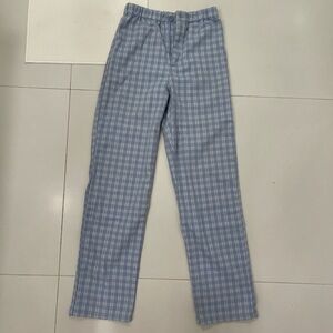 Brandy Melville Blue and white plaid cotton trousers